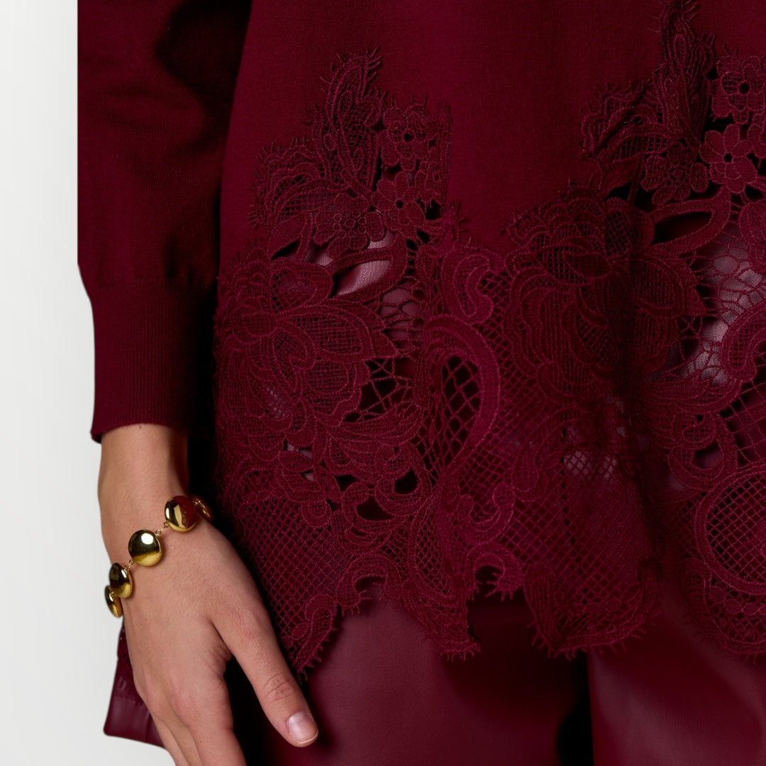 NO SECRETS - MAGLIA CON FONDO PIZZO