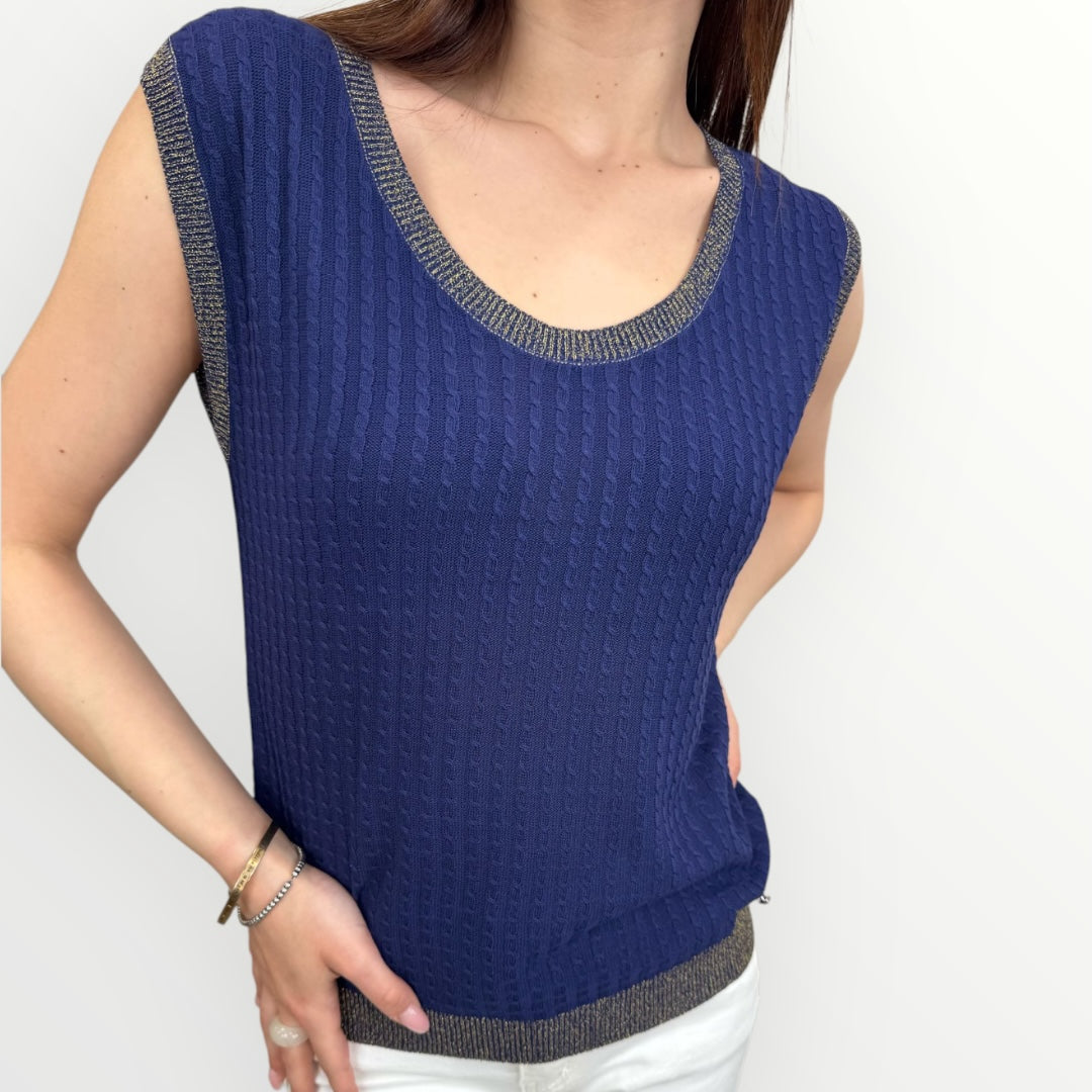 WHITE WISE - GILET CON SCOLLO A U