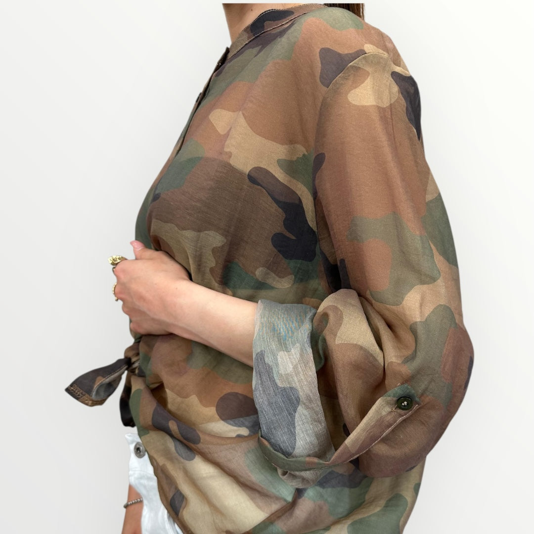 HAVEONE - CAMICIA MORBIDA A FANTASIA MILITARE