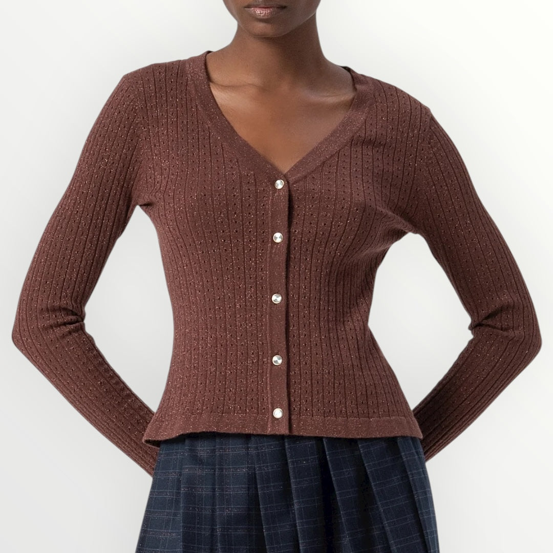 FRACOMINA - CARDIGAN SLIM CON LUREX