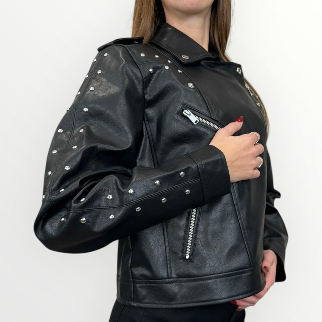 VERO MODA - GIUBBINO IN ECO PELLE CON BORCHIE