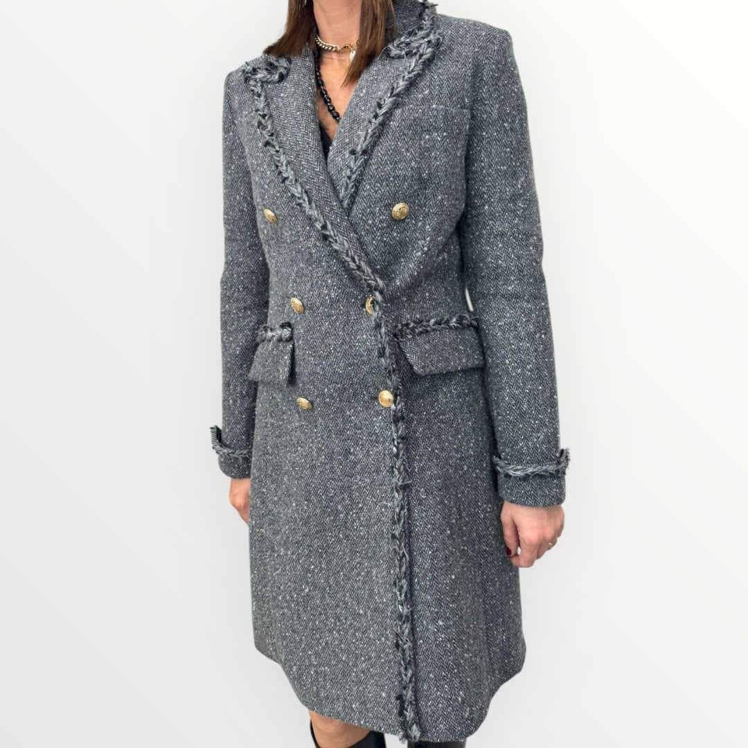 FRACOMINA - CAPPOTTO A LISCA DI PESCE E DETTAGLI ORO