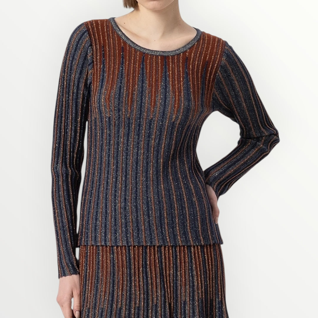 FRACOMINA - MAGLIA A COSTE CON LANA E LUREX