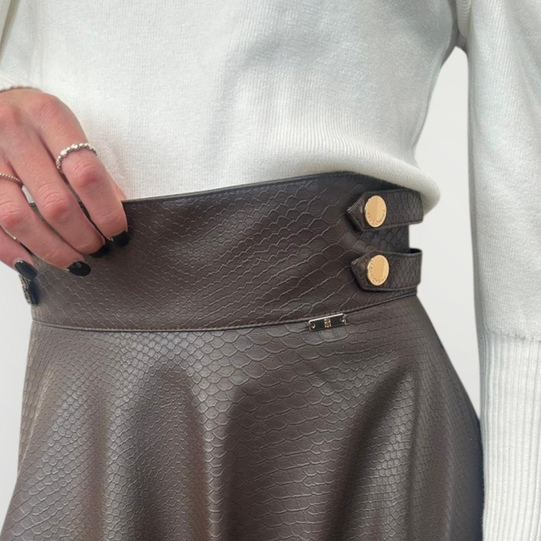 FRACOMINA - GONNA ECOPELLE STAMPA COCCO