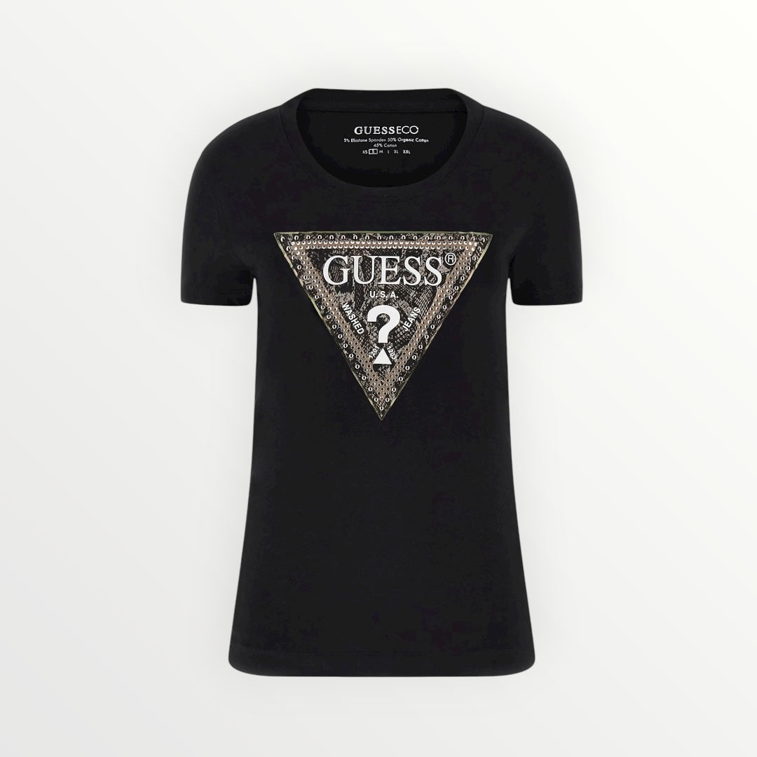 GUESS - T-SHIRT SLIM CON LOGO CENTRALE