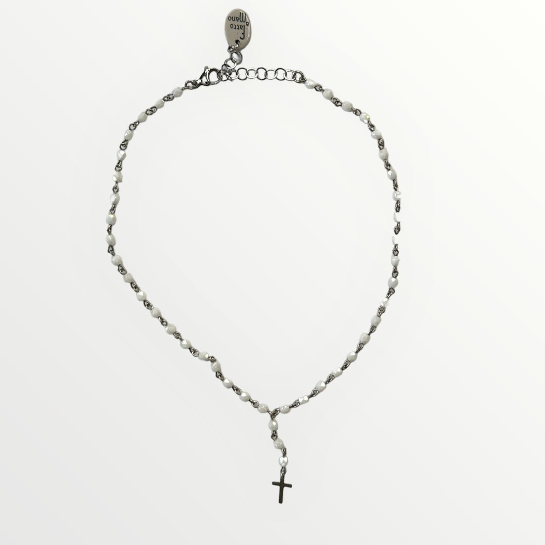 MOMI - COLLANA ROSARIO CORTO CROCE