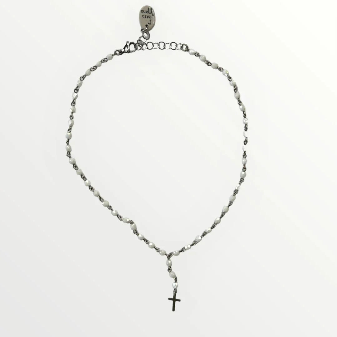 MOMI - COLLANA ROSARIO CORTO CROCE