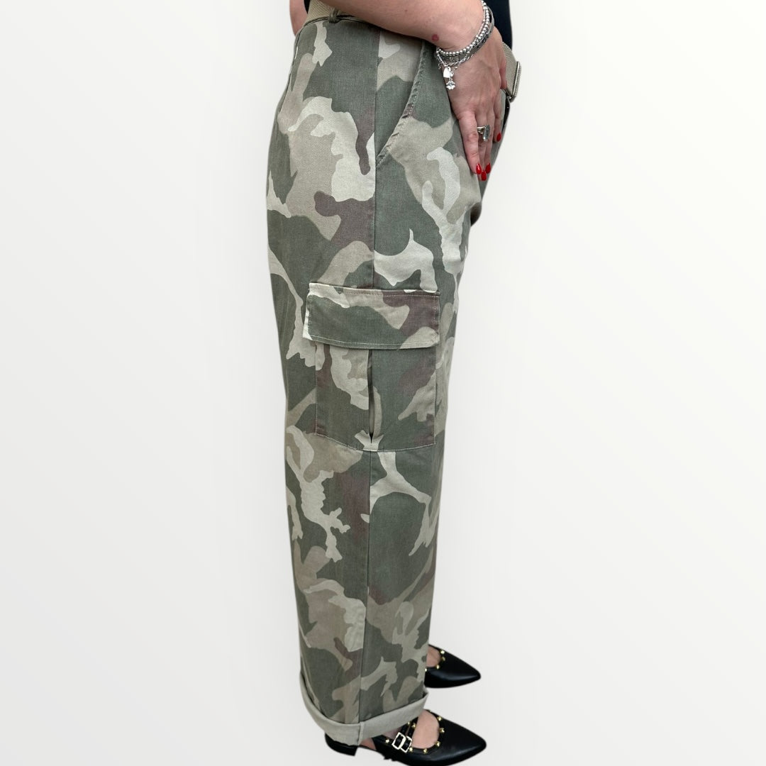 HAVEONE - PANTALONE CARGO CON CINTURA