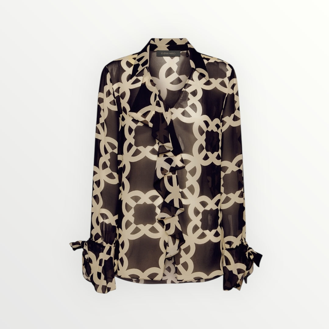 ELENA MIRO' - CAMICIA IN GEORGETTE STAMPA MONOGRAM