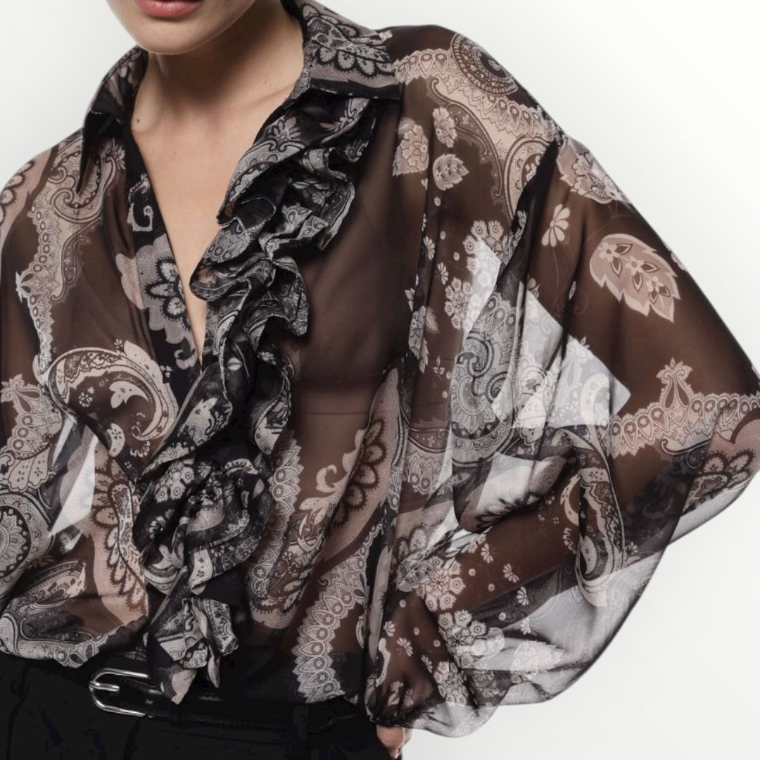 IMPERIAL - CAMICIA STAMPA PAISLEY CON VOLANT