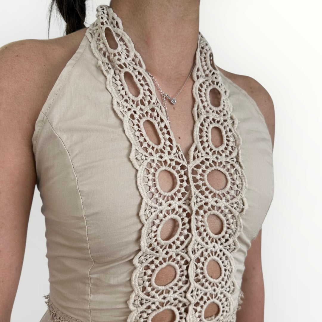 NO SECRET - TOP TRAFORATO ED ELASTICIZZATO