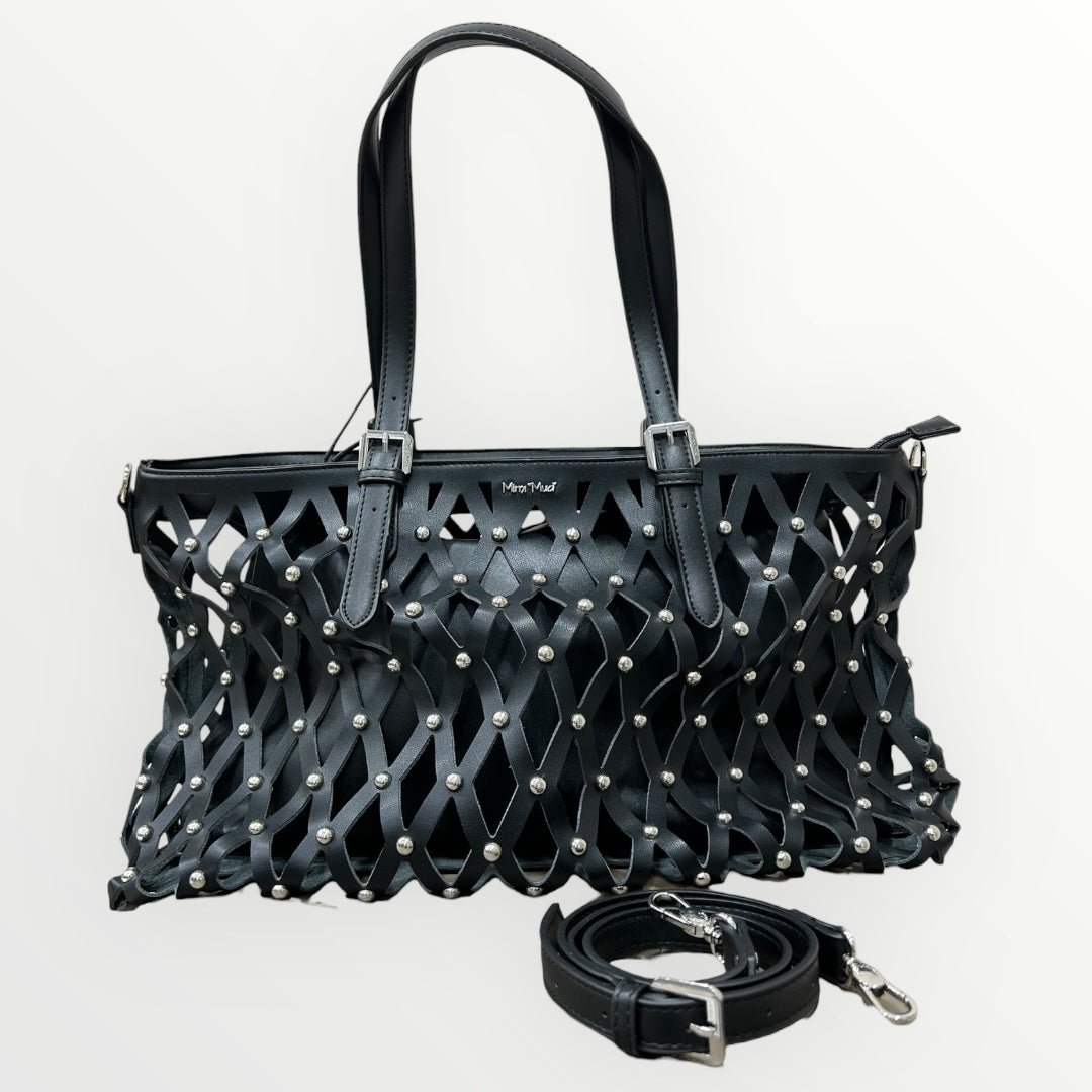 MIMI' MUA' - BORSA GRANDE TRAFORATA CON BORCHIE