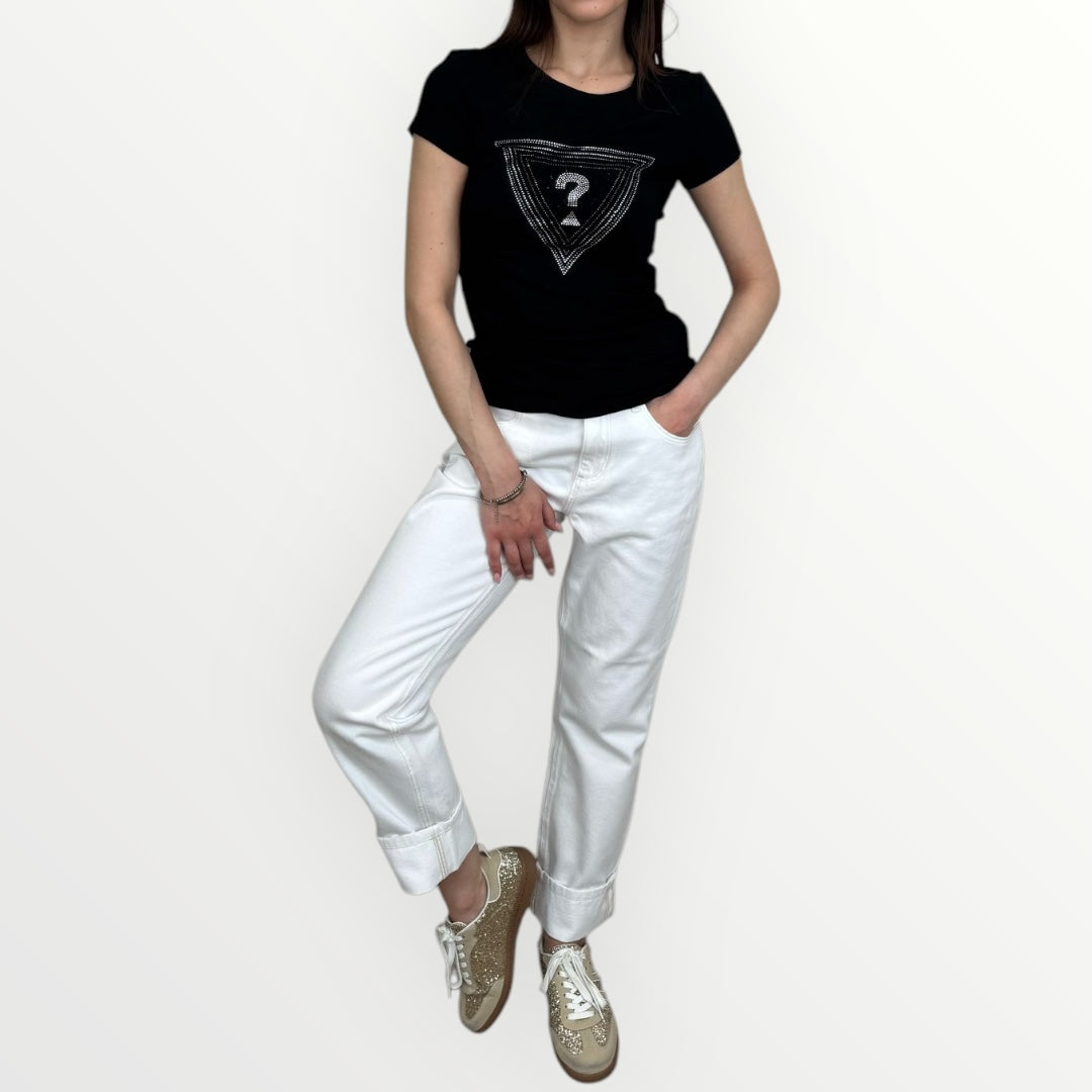GUESS - T-SHIRT CON LOGO A TRAINGOLO