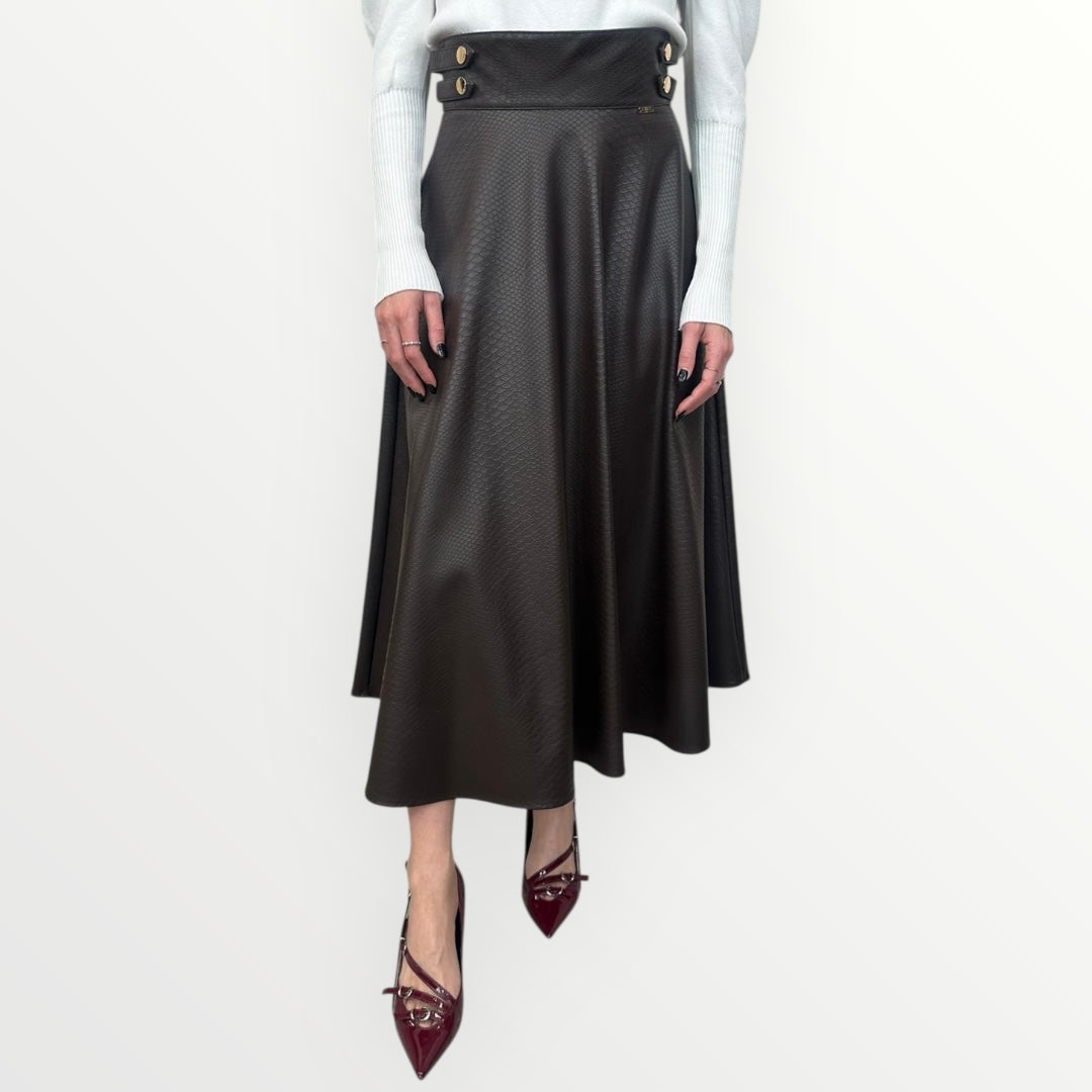 FRACOMINA - GONNA ECOPELLE STAMPA COCCO