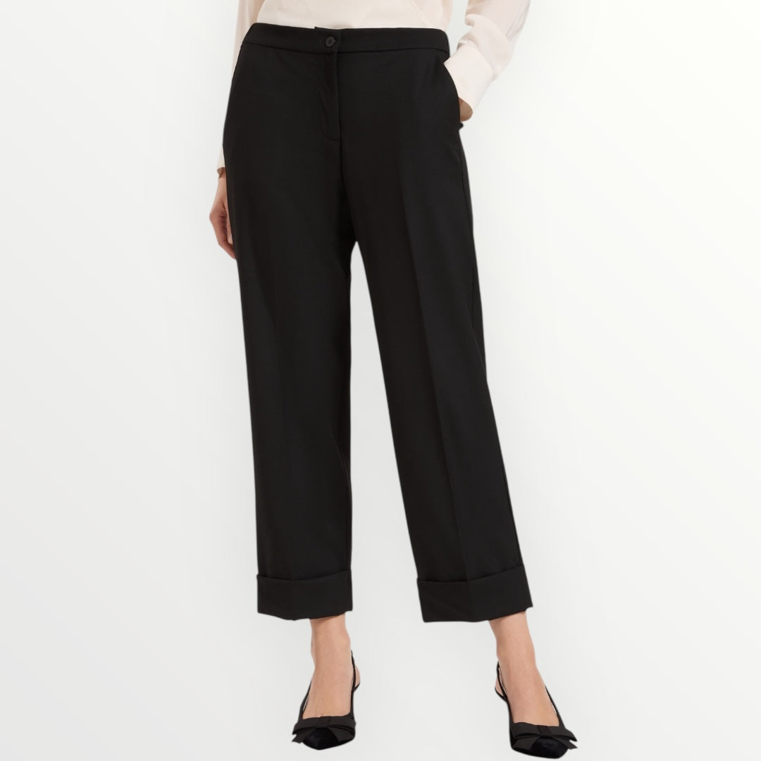 ELENA MIRO' - PANTALONE CROPPED CON RISVOLTO
