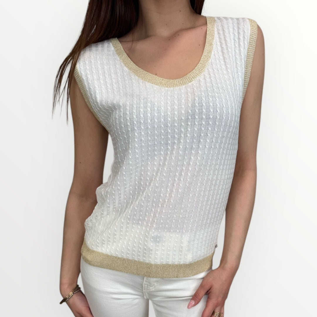 WHITE WISE - GILET CON SCOLLO A U