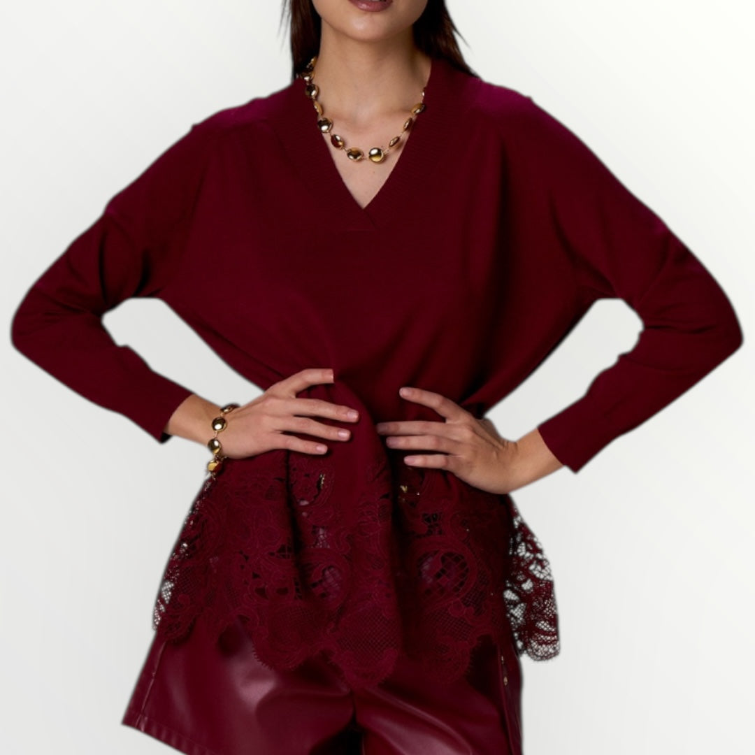 NO SECRETS - MAGLIA CON FONDO PIZZO