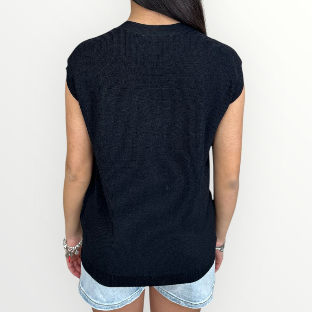 WHITE WISE - GILET CON SCOLLO A V