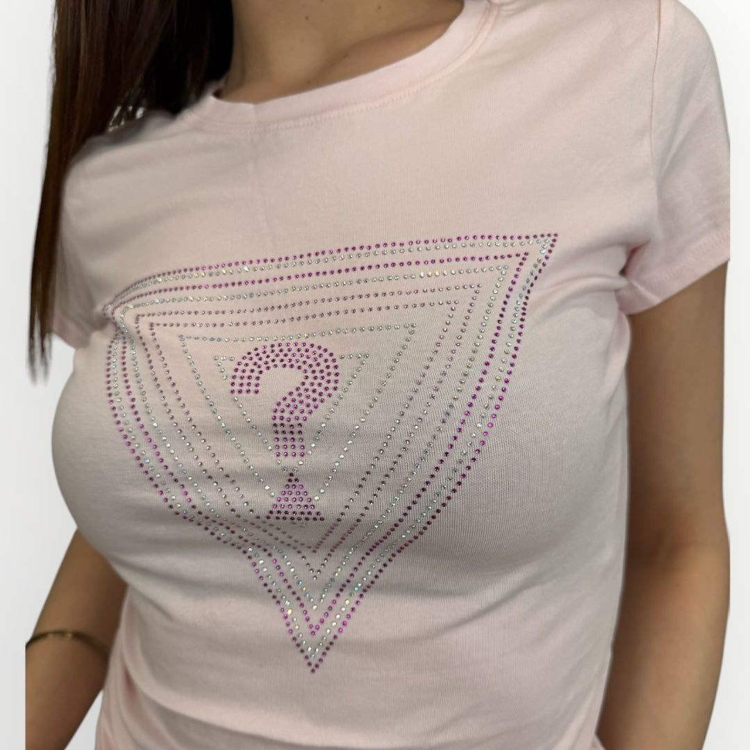 GUESS - T-SHIRT CON LOGO A TRAINGOLO