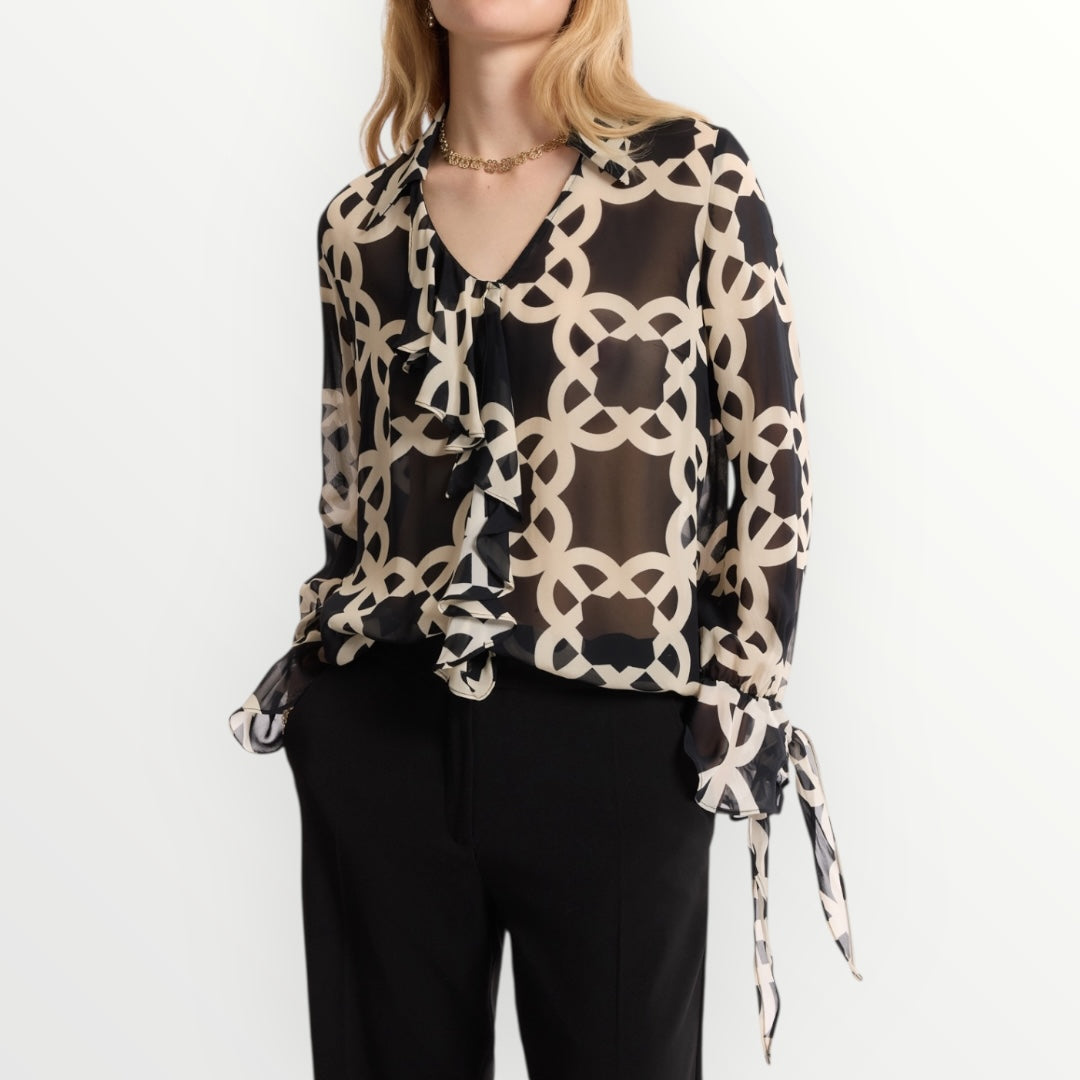 ELENA MIRO' - CAMICIA IN GEORGETTE STAMPA MONOGRAM