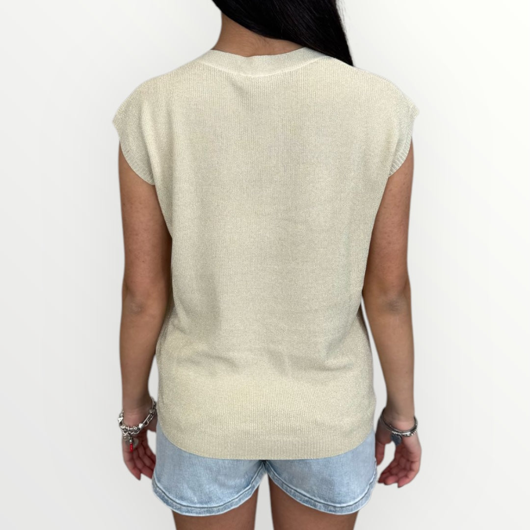 WHITE WISE - GILET CON SCOLLO A V