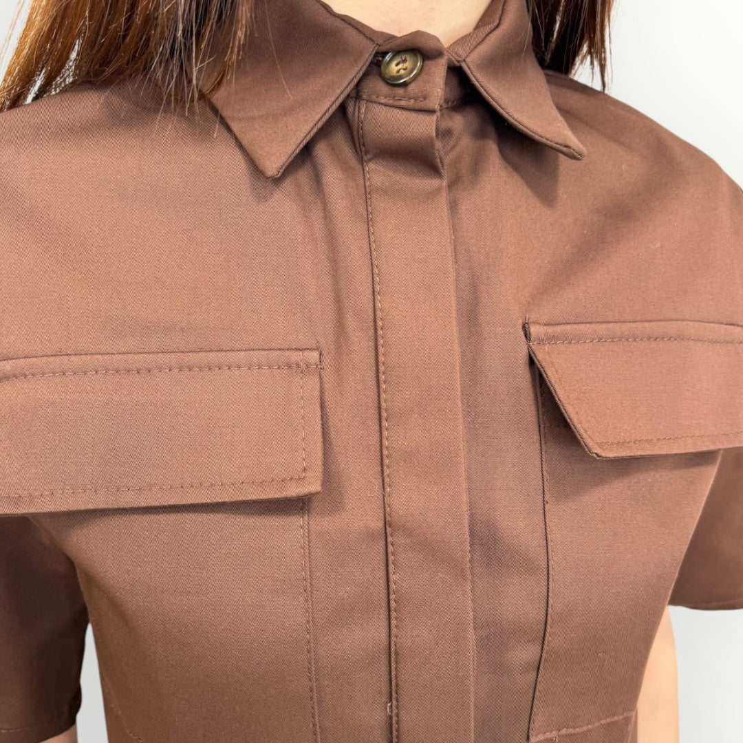 KING KONG - CAMICIA CROP A MANICHE CORTE