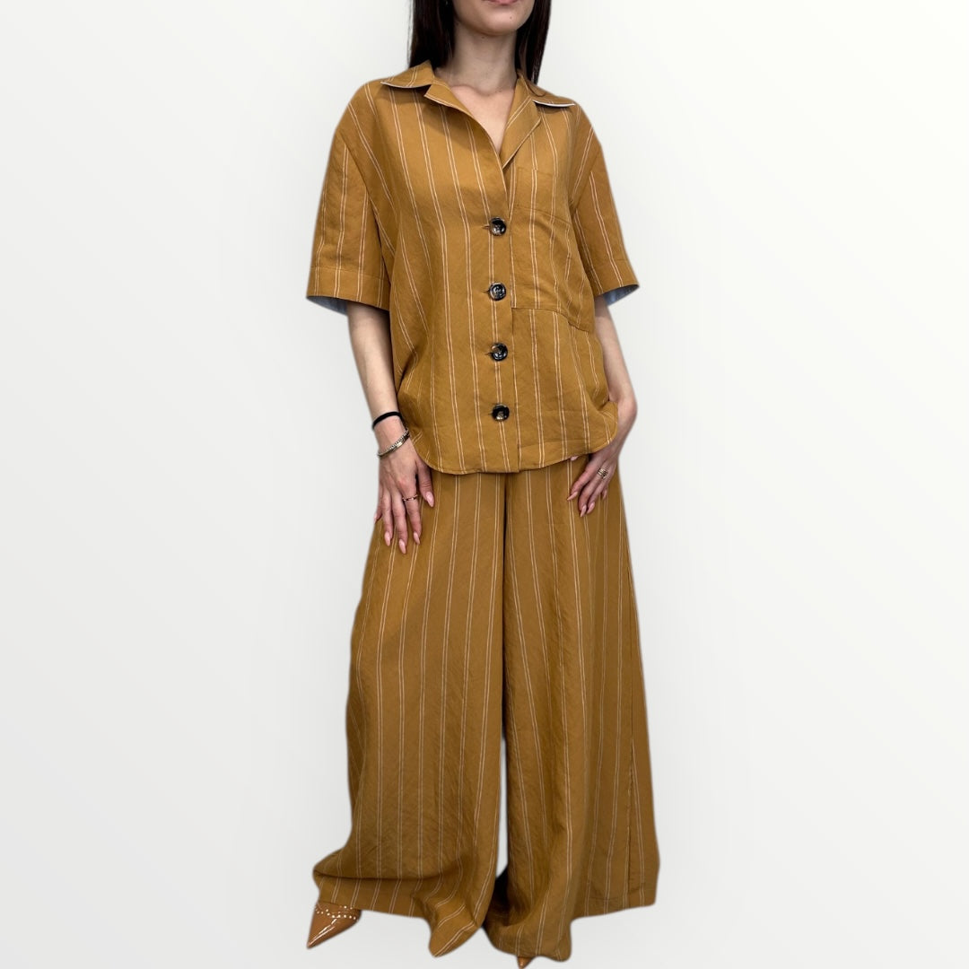 HAVEONE - PANTALONE GESSATO A PALAZZO