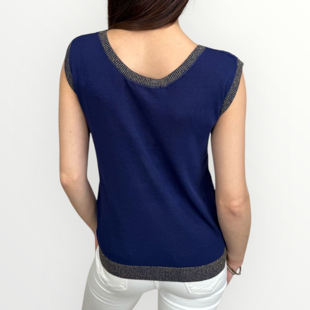 WHITE WISE - GILET CON SCOLLO A U