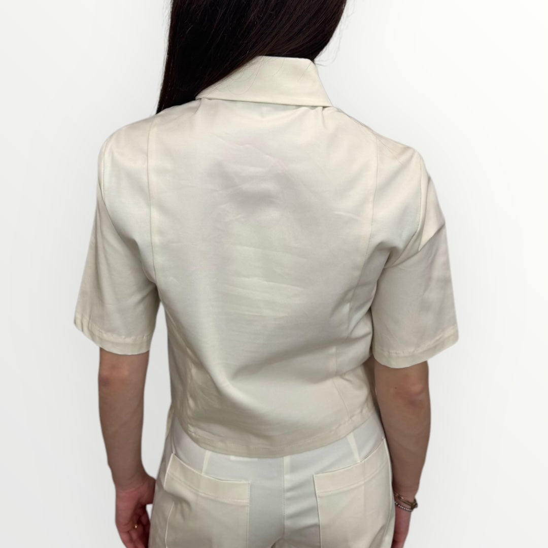 KING KONG - CAMICIA CROP A MANICHE CORTE