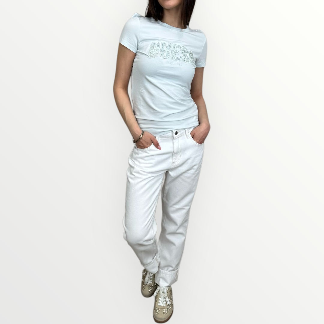 GUESS - T-SHIRT CON LOGO IN STRASS