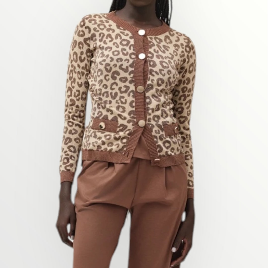 WHITE WISE - CARDIGAN ANIMALIER