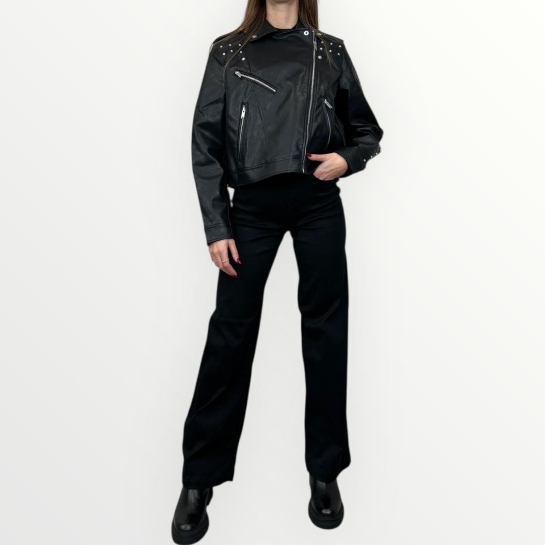 VERO MODA - GIUBBINO IN ECO PELLE CON BORCHIE