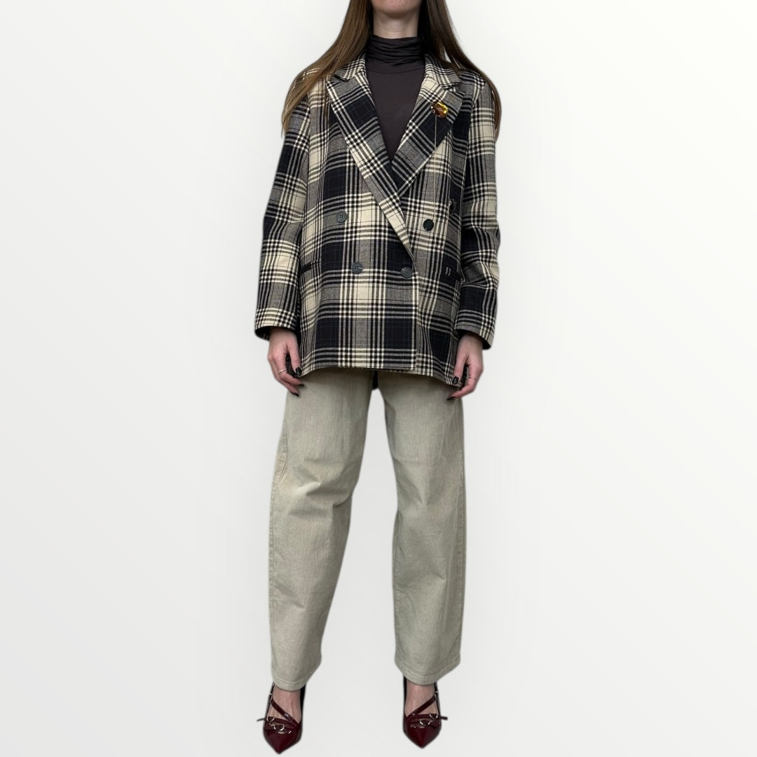 SOUVENIR - GIACCA CHECK CON SPILLE E FRANGE