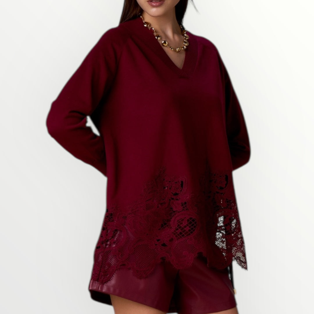 NO SECRETS - MAGLIA CON FONDO PIZZO