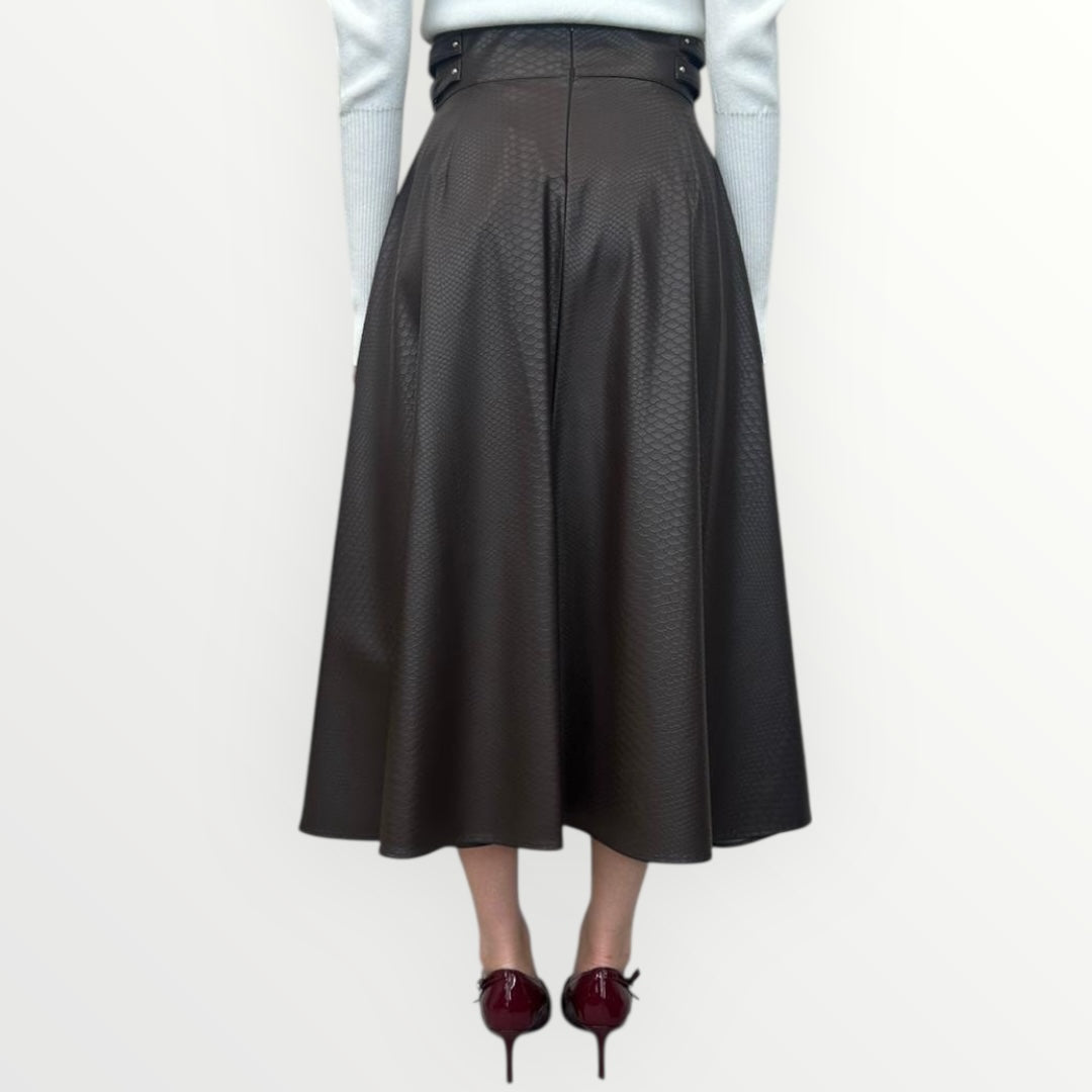 FRACOMINA - GONNA ECOPELLE STAMPA COCCO