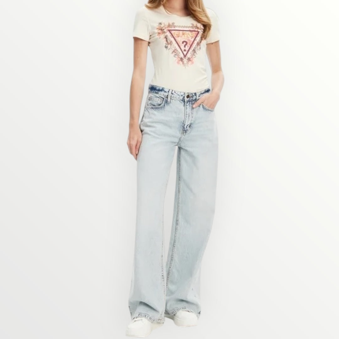 GUESS - T-SHIRT CON LOGO FLOREALE