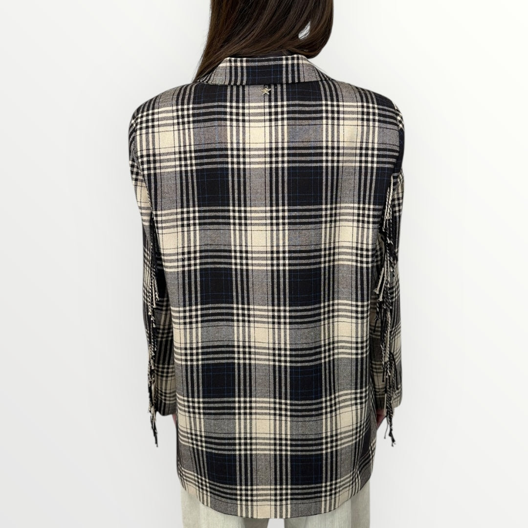 SOUVENIR - GIACCA CHECK CON SPILLE E FRANGE