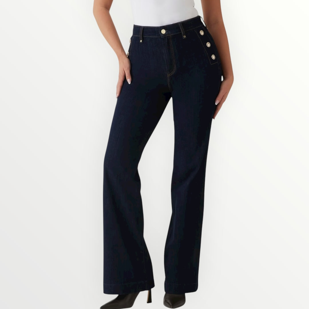 GUESS - JEANS A ZAMPO CON BOTTONI LATERALI