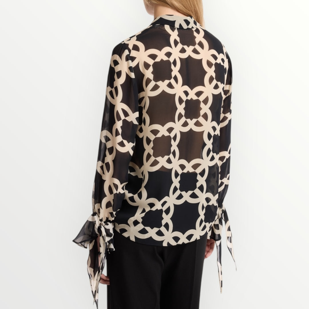 ELENA MIRO' - CAMICIA IN GEORGETTE STAMPA MONOGRAM