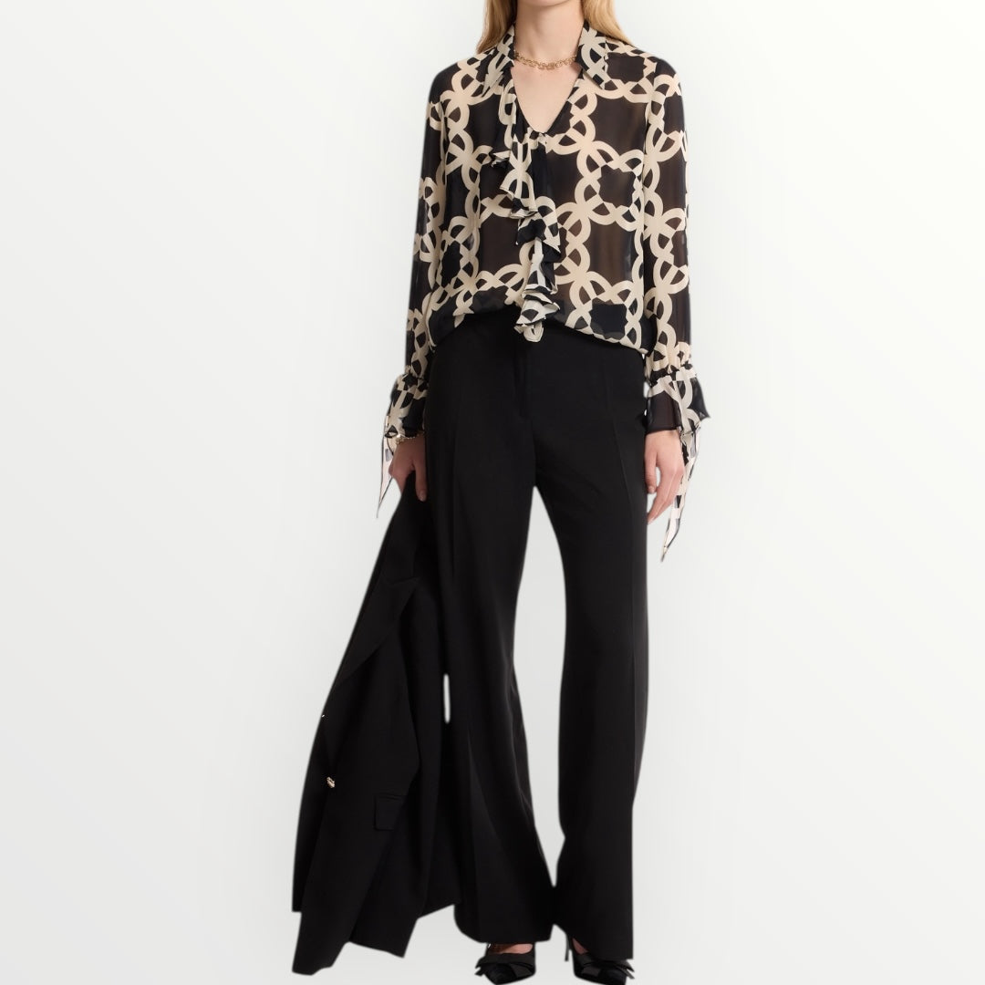 ELENA MIRO' - CAMICIA IN GEORGETTE STAMPA MONOGRAM