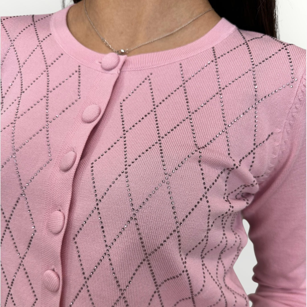 NOSECRETS - CARDIGAN CON TRAMA A ROMBI E STRASS