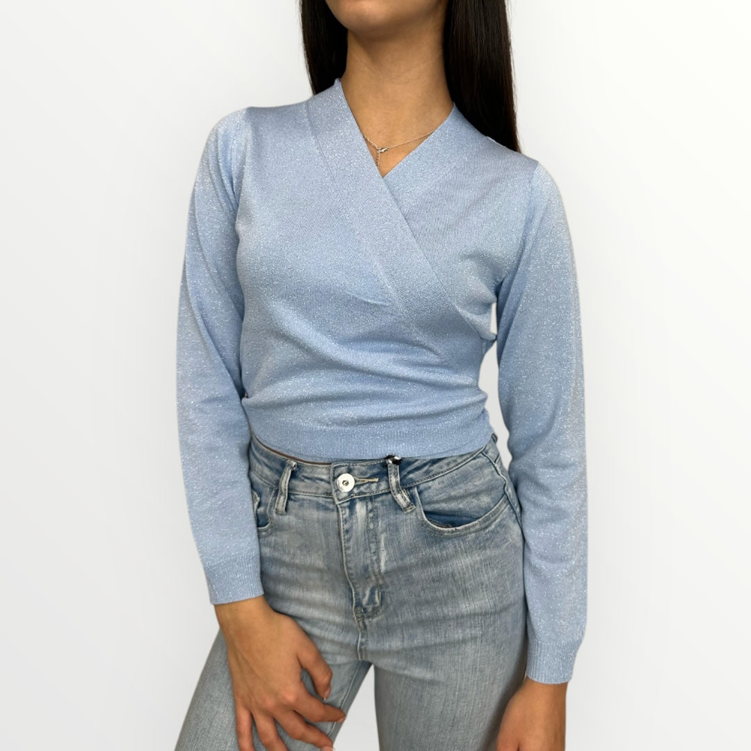 NOSECRETS - CARDIGAN INCROCIATO IN LUREX