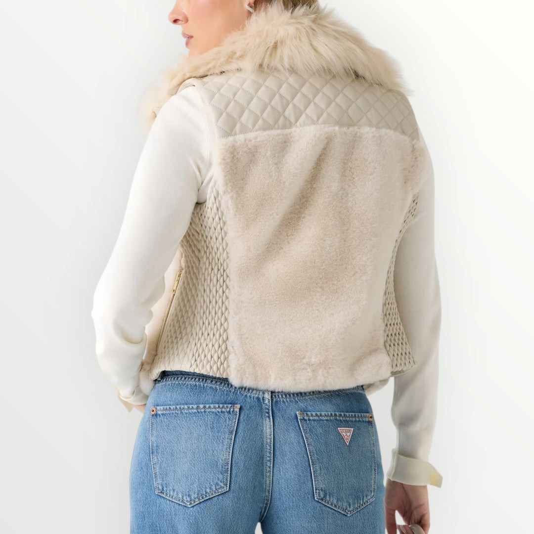 GUESS - GIACCA GILET IN ECO PELLICCIA