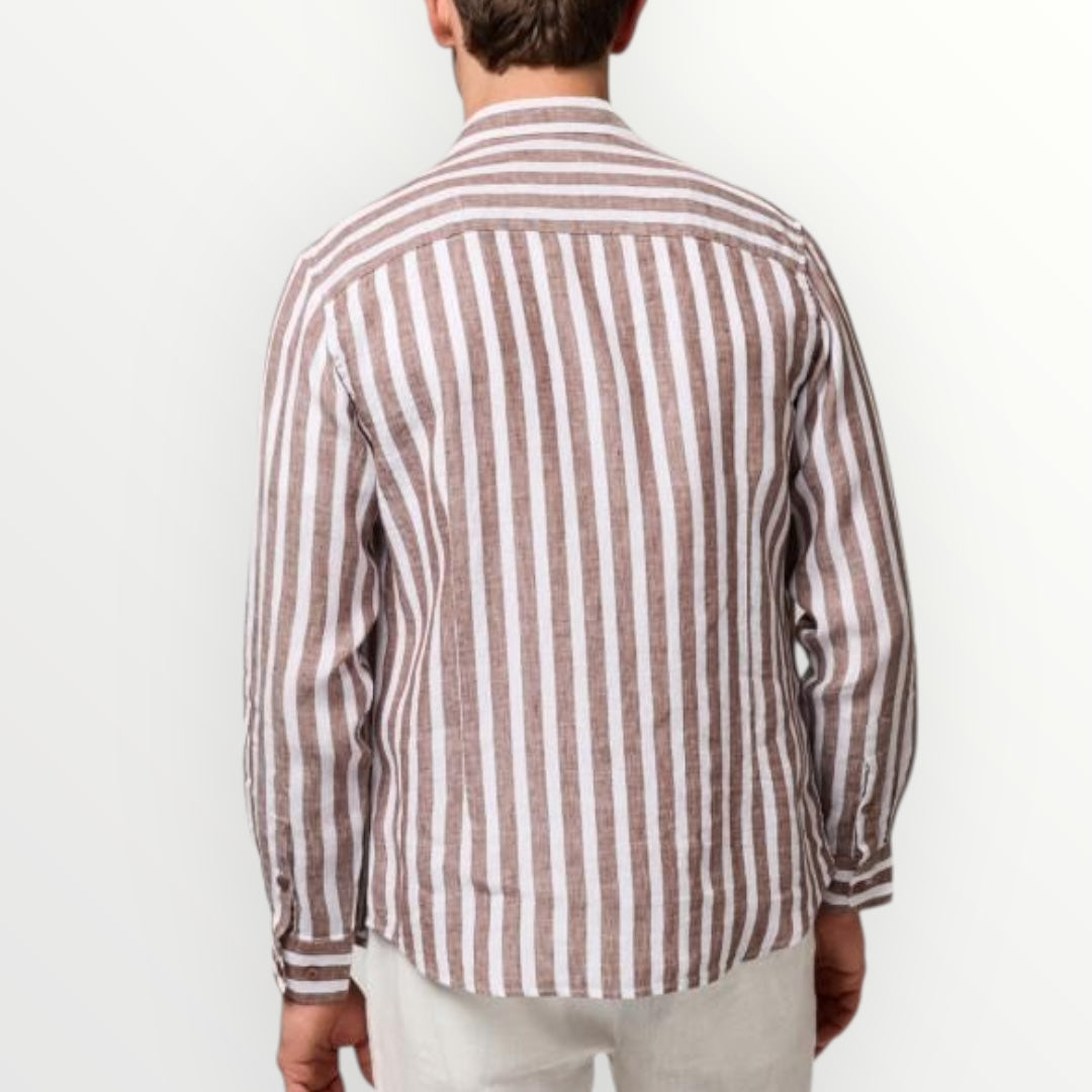 GIANNI LUPO - CAMICIA A RIGHE IN LINO