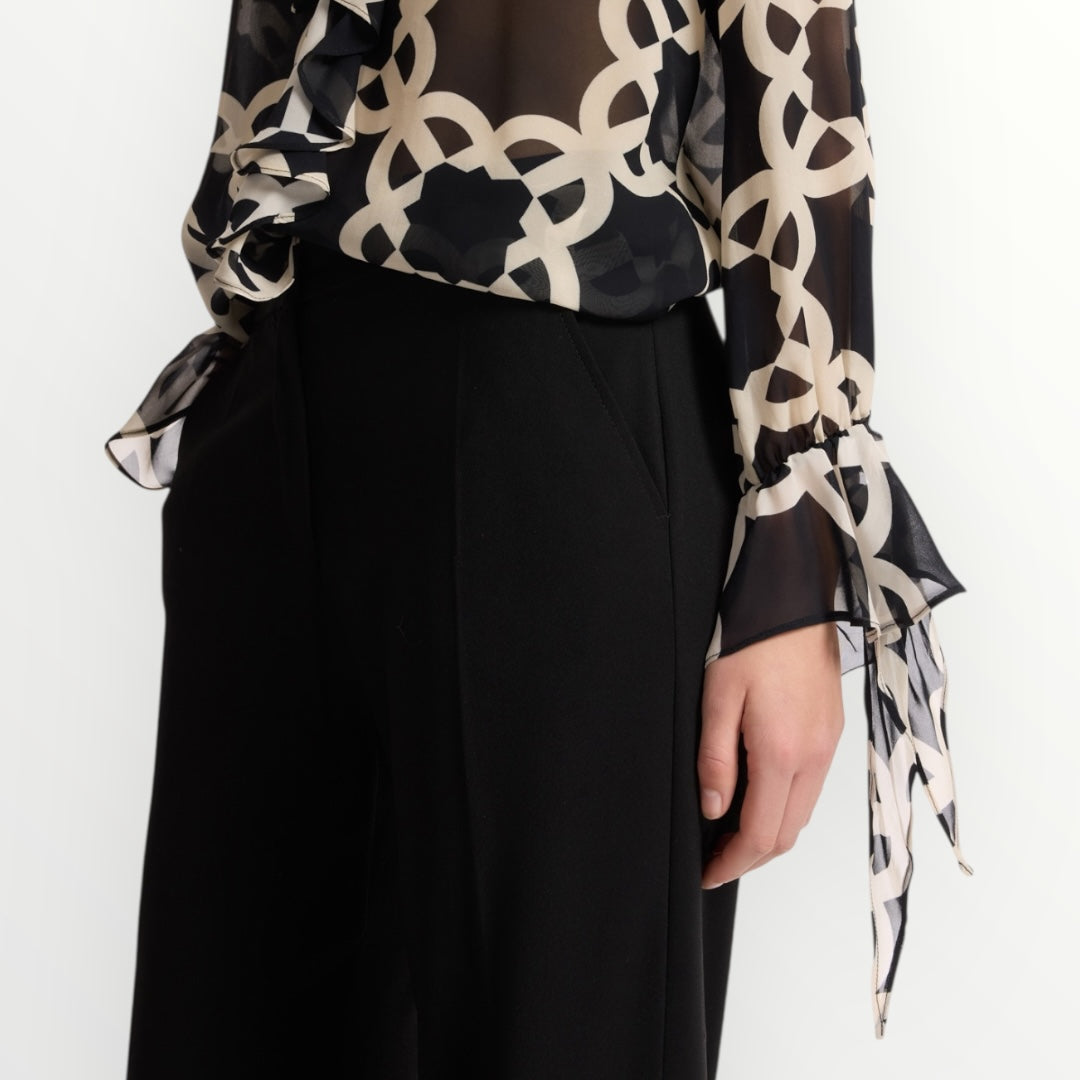 ELENA MIRO' - CAMICIA IN GEORGETTE STAMPA MONOGRAM