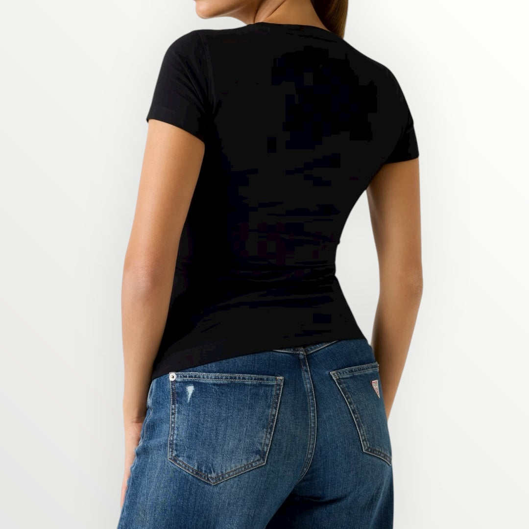 GUESS - T-SHIRT SLIM CON LOGO CENTRALE