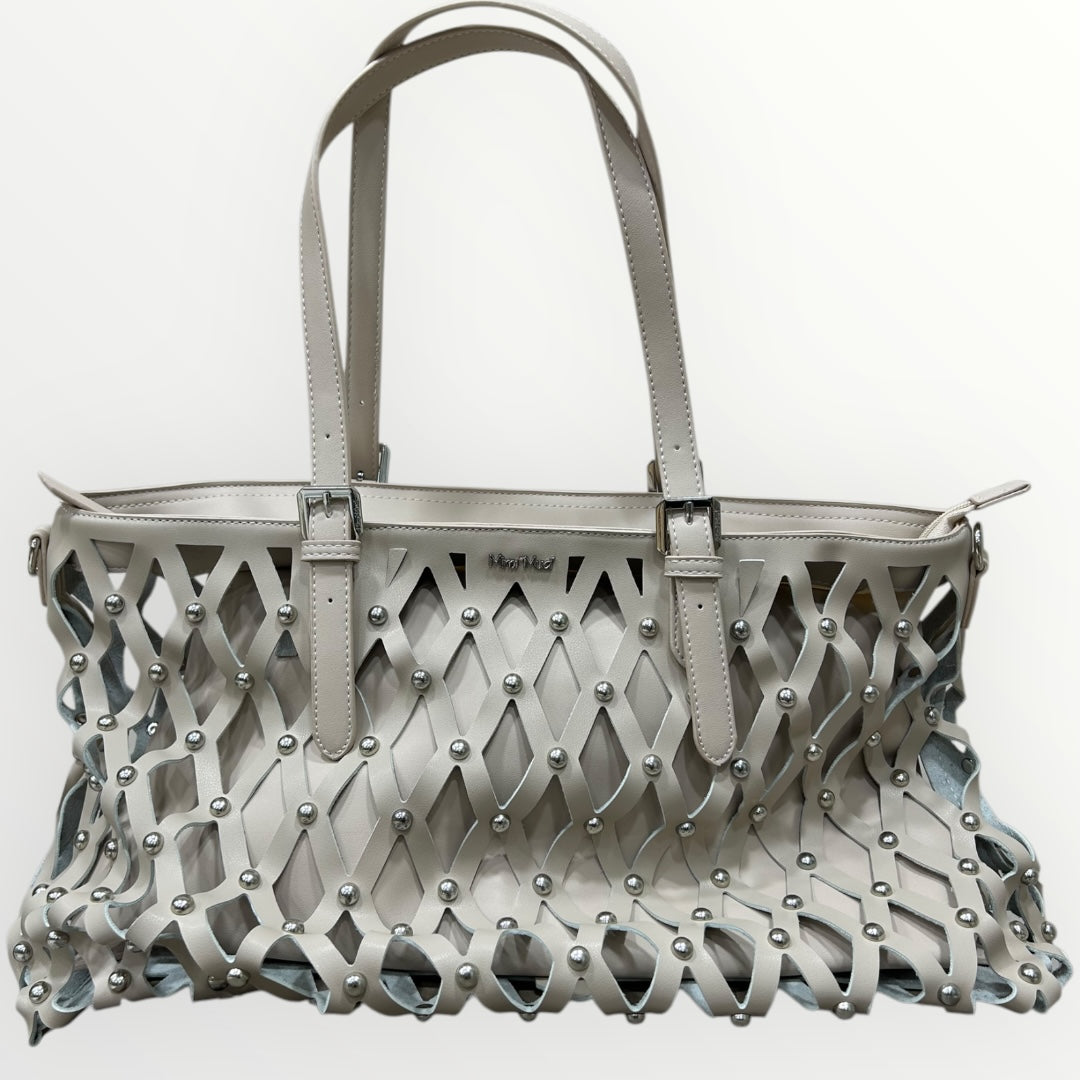 MIMI' MUA' - BORSA GRANDE TRAFORATA CON BORCHIE