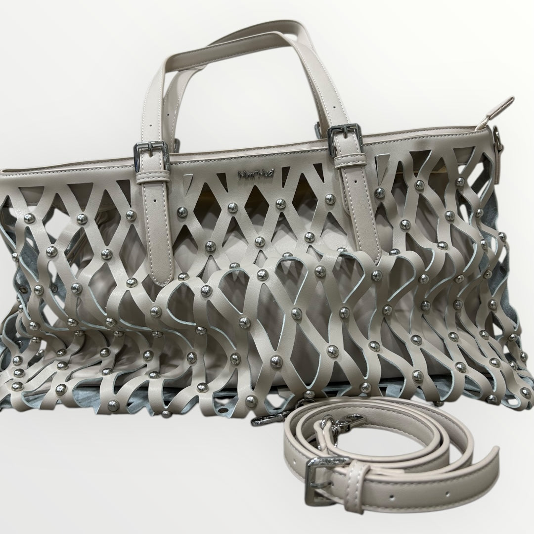 MIMI' MUA' - BORSA GRANDE TRAFORATA CON BORCHIE