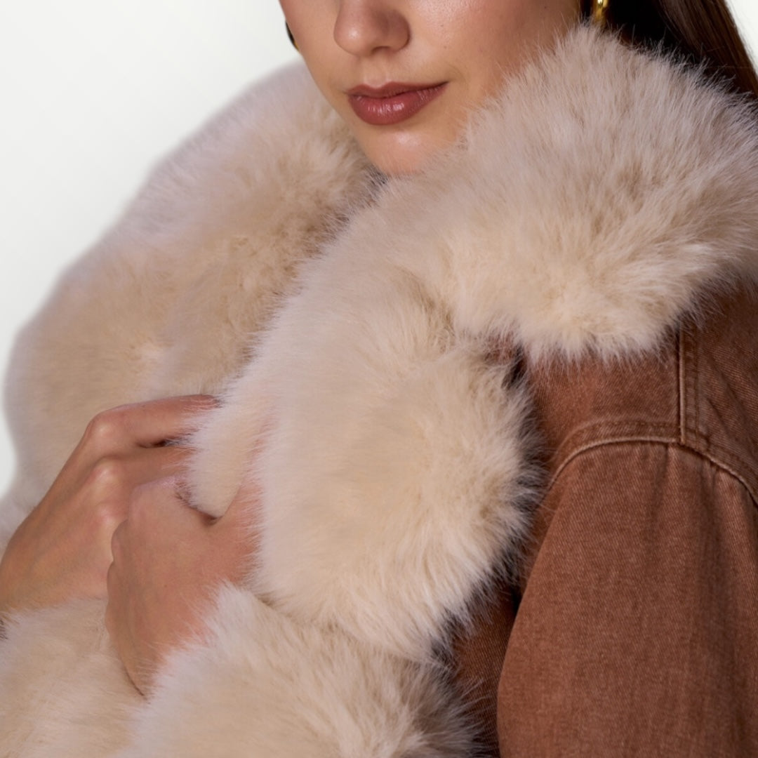 NO SECRETS - GIUBBINO DENIM E SIMIL PELLICCIA