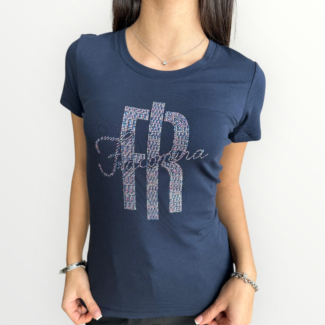 FRACOMINA - T-SHIRT CON LOGO IN STRASS